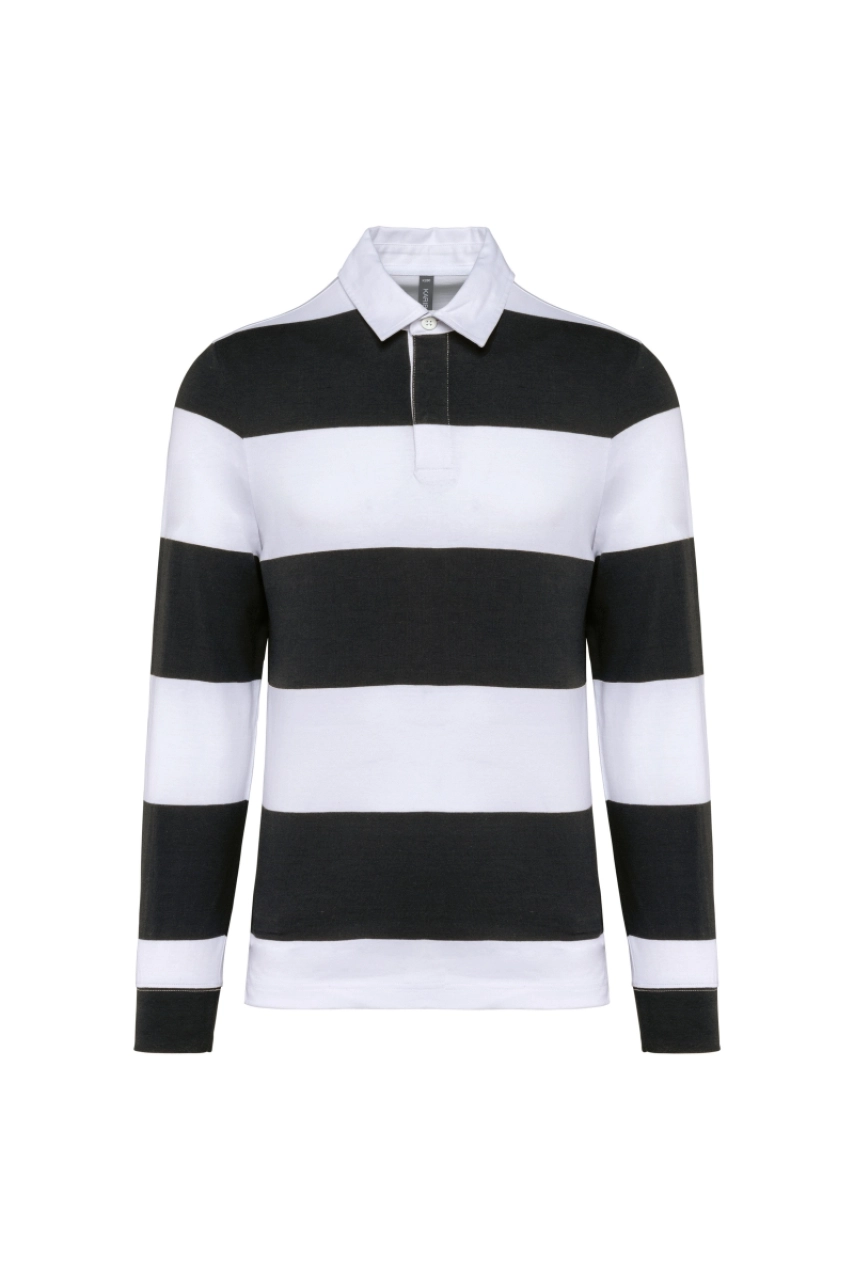 Polo rugby rayé manches longues unisexe
