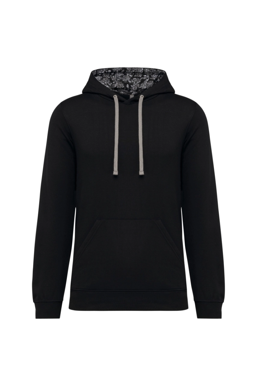 Sweat-shirt à capuche contrastée à motifs unisexe